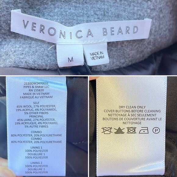 NWT Veronica Beard Flint Toggle Twill Dickey Striped Wool Duffle Pea Coat Size M - Picture 4 of 12